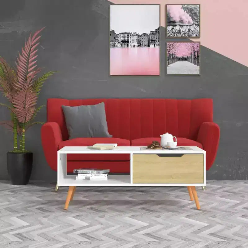Tavolino da caffè moderno in legno ingegnerizzato bianco – Tavolino da salotto minimalista