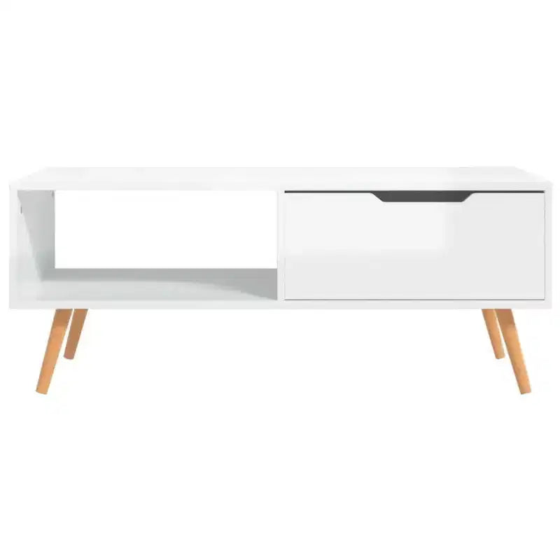 Tavolino da caffè moderno in legno ingegnerizzato bianco – Tavolino da salotto minimalista