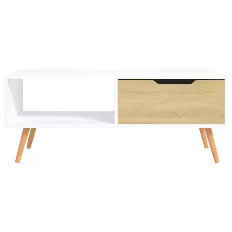 Tavolino da caffè moderno in legno ingegnerizzato bianco – Tavolino da salotto minimalista