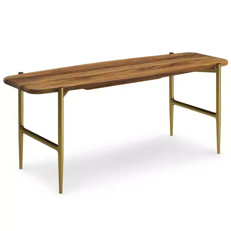 Panca in legno massello di acacia da 46" stile metà secolo – Finitura naturale, Seduta per ingresso e camera da letto