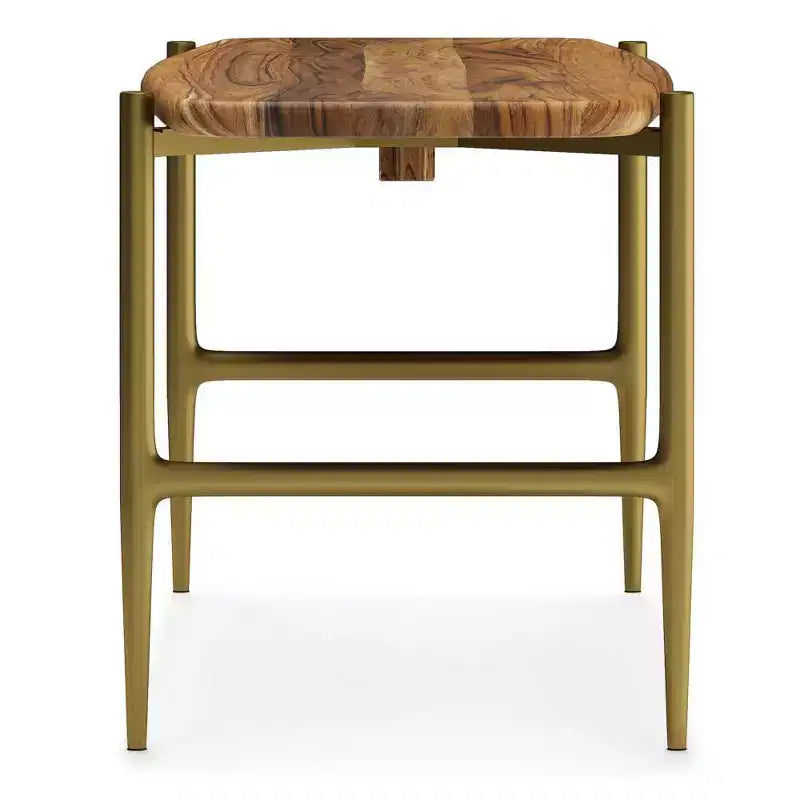 Panca in legno massello di acacia da 46" stile metà secolo – Finitura naturale, Seduta per ingresso e camera da letto