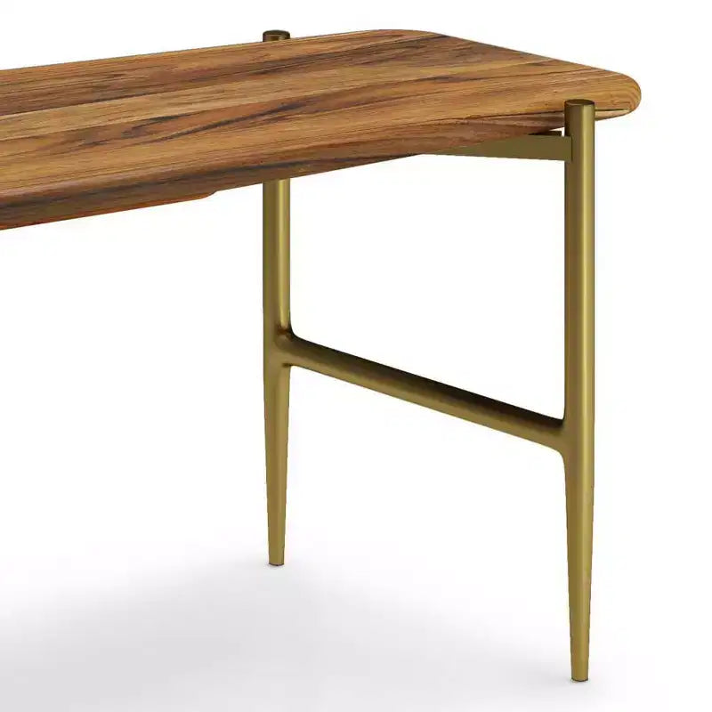 Panca in legno massello di acacia da 46" stile metà secolo – Finitura naturale, Seduta per ingresso e camera da letto