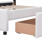 Letto a piattaforma imbottito queen size con testiera trapuntata a bottoni e 4 cassetti contenitore