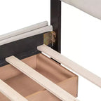 Letto a piattaforma imbottito queen size con testiera trapuntata a bottoni e 4 cassetti contenitore