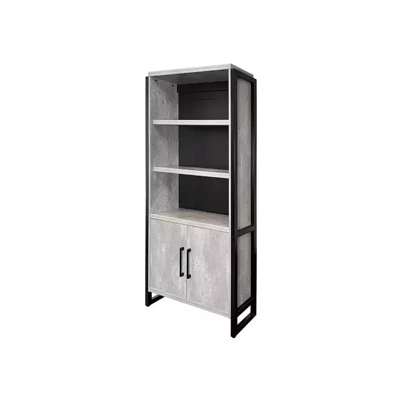 Libreria Moderna in Laminato Effetto Legno con Ante – Mobile Contenitore a 5 Ripiani Alto 198 cm