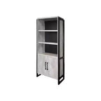 Libreria Moderna in Laminato Effetto Legno con Ante – Mobile Contenitore a 5 Ripiani Alto 198 cm