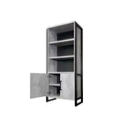 Libreria Moderna in Laminato Effetto Legno con Ante – Mobile Contenitore a 5 Ripiani Alto 198 cm