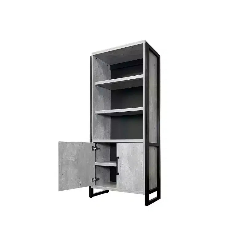 Libreria Moderna in Laminato Effetto Legno con Ante – Mobile Contenitore a 5 Ripiani Alto 198 cm