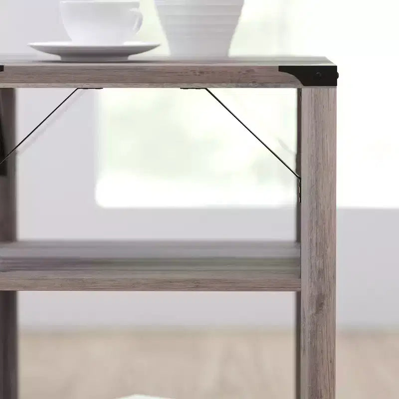 Tavolino Moderno da Fattoria in Legno, da Soggiorno e Camera da Letto, con Contenitore