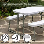 Tavolo da Picnic Pieghevole Bianco per Bambini, Panca da Esterno Portatile per Bambini, Tavolo da Giardino, per Creare, Mangiare e Giocare sul Patio