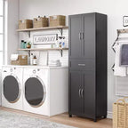 Armadio alto contenitore con cassetto e ripiani regolabili – Organizer multi-ambiente a 4 ante